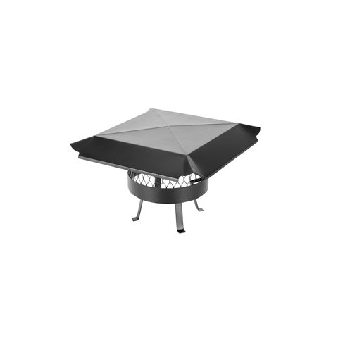Draft King 12 Round Slip-In Welded Leg Single Flue Chimney Cap - Black Galvanized Steel - CBO813