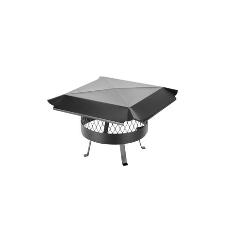 Draft King 14 Round Slip-In Welded Leg Single Flue Chimney Cap - Black Galvanized Steel - CBO815