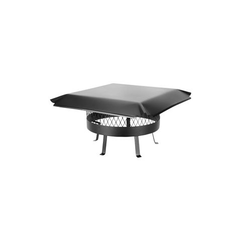 Draft King 18 Round Slip-In Welded Leg Single Flue Chimney Cap - Black Galvanized Steel - CBO818