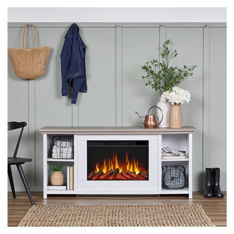Real Flame Tramore 62 Slim Electric Fireplace TV Stand in White - 13055E-WHT