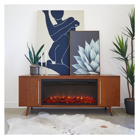 Real Flame Morris 72 Landscape Electric Fireplace TV Stand in Vintage Black Maple - 13058E-VBM
