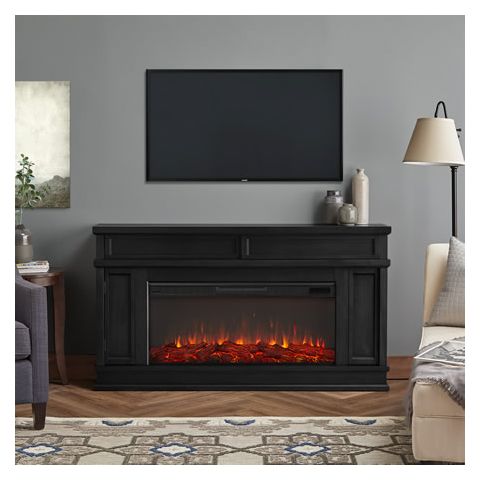 Real Flame Torrey 60 Landscape Electric Fireplace TV Stand in Black - 4020E-BLK