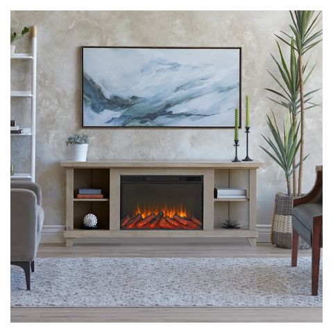 Real Flame Penrose 58 Slim Electric Fireplace TV Stand in Driftwood - 7770E-DRFW