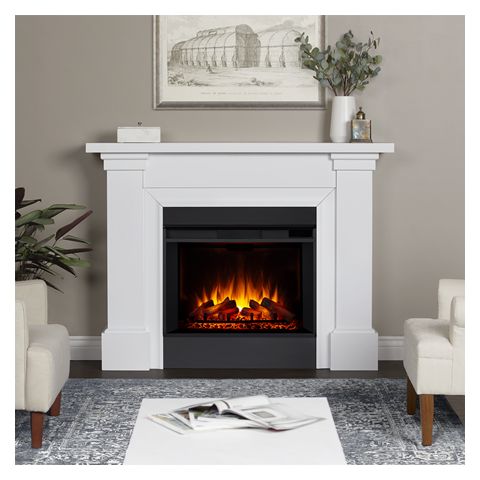 Real Flame Manus 64 Grand Electric Fireplace in White - 8140E-W