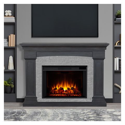Real Flame Deland 63 Grand Electric Fireplace in Gray Stone - 8290E-GRS