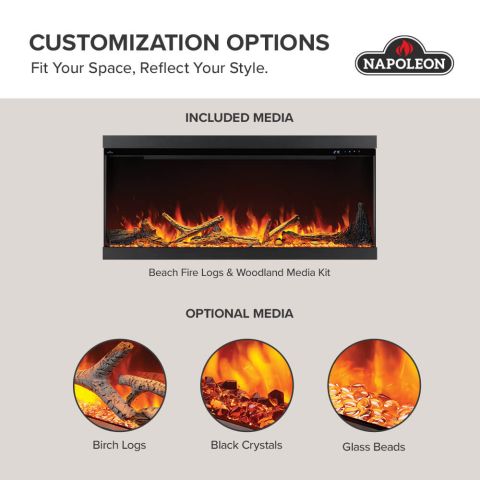 Astound FlexMount Electric Fireplace Customization options