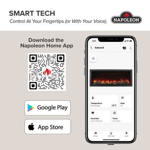 Astound FlexMount Electric Fireplace smart tech