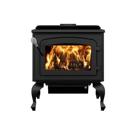 Drolet Escape 1800 Wood Stove On Legs with Black Door full front view