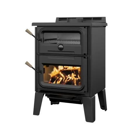Drolet Bistro Large Wood Cookstove three quarter view