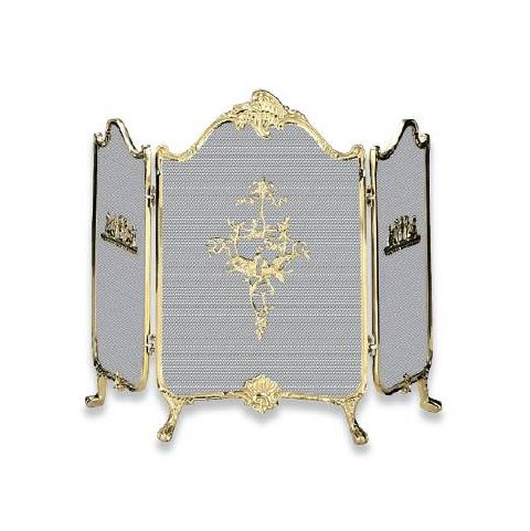 Uniflame 3 Fold Ornate Fully Cast Solid Brass Screen - S-9099
