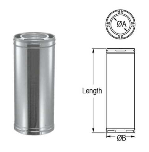 M&G DuraVent 8'' DuraPlus Chimney Pipe 36 Inch Length - Galvalume - 9217CF // 8DP-36CF