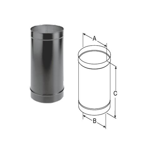 M&G DuraVent 8'' DuraBlack 12'' Single-Wall Black Pipe - 1812 // 8DBK-12