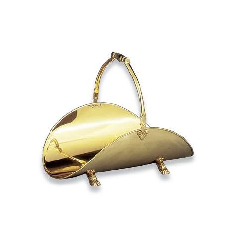 Uniflame 21" Solid Brass Woodbasket with Cast Feet and Handle