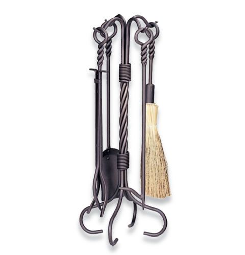 Uniflame 5 Piece Bronze Fireset with Ring Swirl Handles - F-1643
