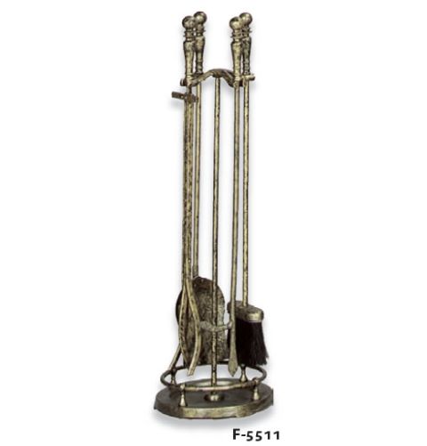 Uniflame 5 Piece Antique Gold Fireset with Ball Handles - F-5511