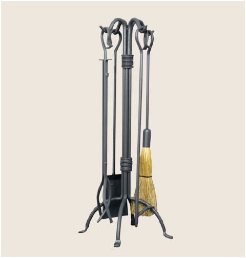 Uniflame 5 Piece Black Wrought Iron Heavy Fireset - F-1061