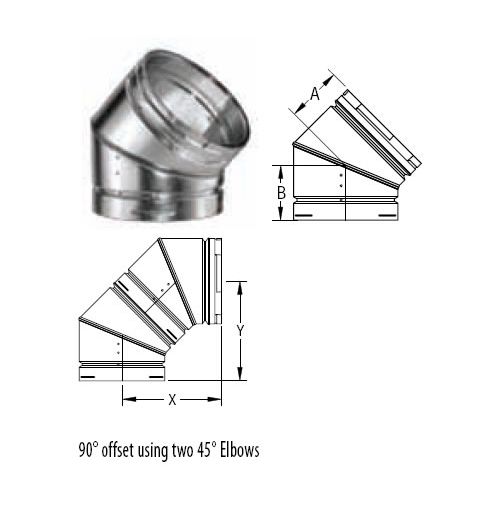 M&G DuraVent 18'' Round Gas Vent 45 Degree Adjustable Elbow - 18GVL45 // 18GVL45