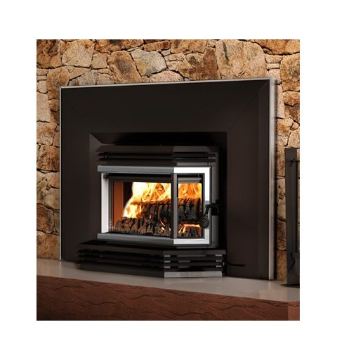 Osburn 2200 Wood Insert with Blower - Brushed Nickel Door Overlay and Faceplate Trim - OB02201