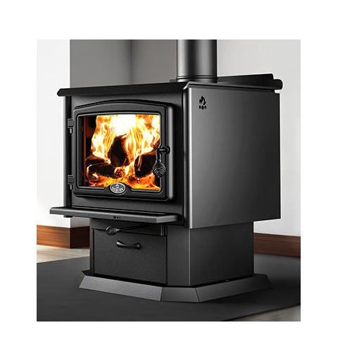 Osburn 2300 Wood Stove and Blower with Black Door Overlay - OB02302