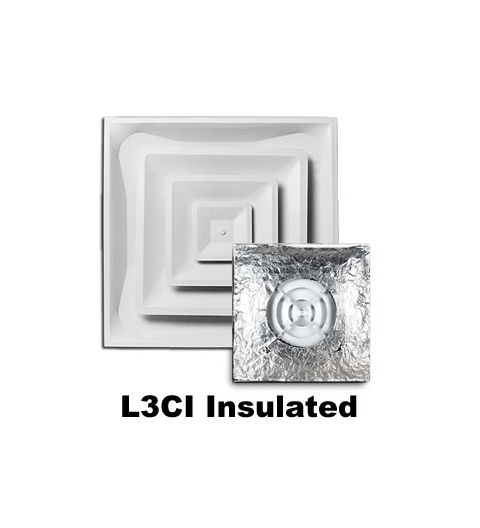 Metal-Fab Light Commercial-Insulated 3 Cone Diffuser W/6 Inch Collar - L3C6I