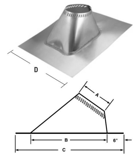 Selkirk MetalBest 8" Ultra-Temp Adj. Roof Flashing 2/12-6/12 - 8T-AF6