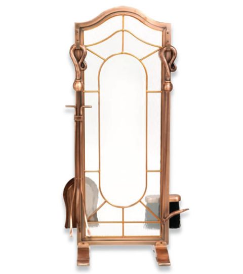 Uniflame 5 Piece Antique Copper Leaded Glass Fireset - F-1381