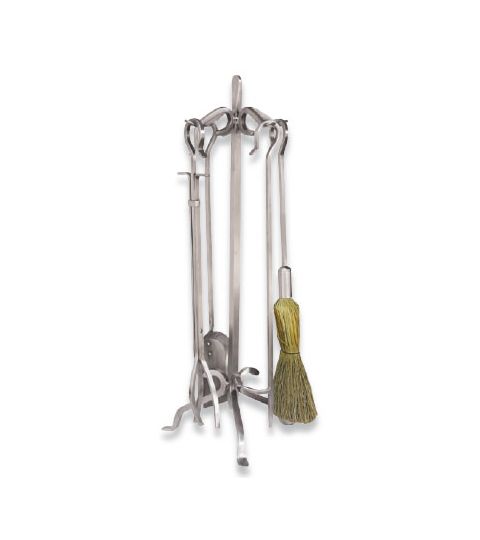 5 Piece Stainless Steel Fireset with Crook Handles - F-7710