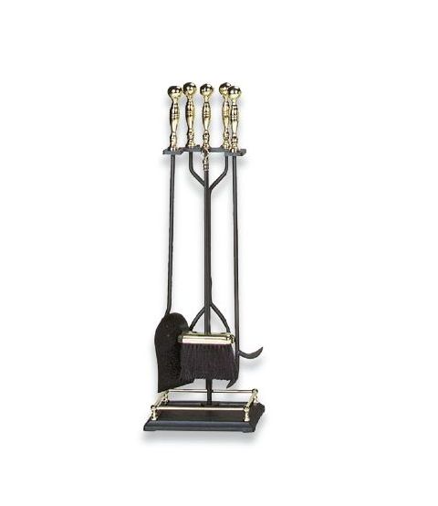 Uniflame 5 Piece Polished Brass/Black Fireset (F-3613) - T51070PK