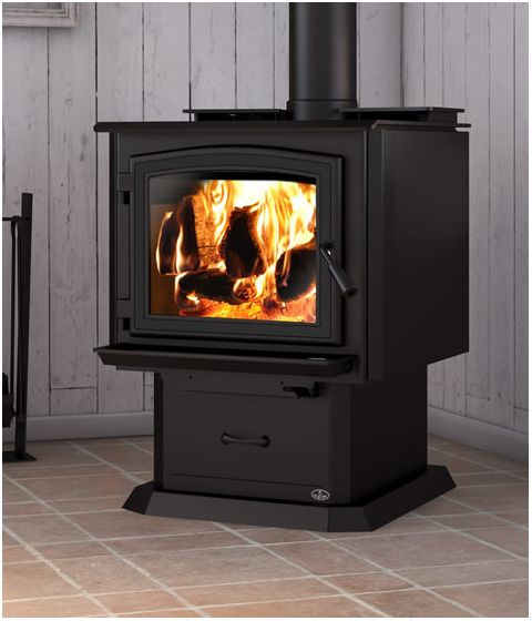 Osburn 3300 Wood Stove - Black Door - Pedestal Base - OB03300