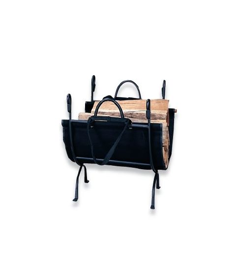 Uniflame Deluxe Wrought Iron Log Holder with Canvas Carrier - W-1866