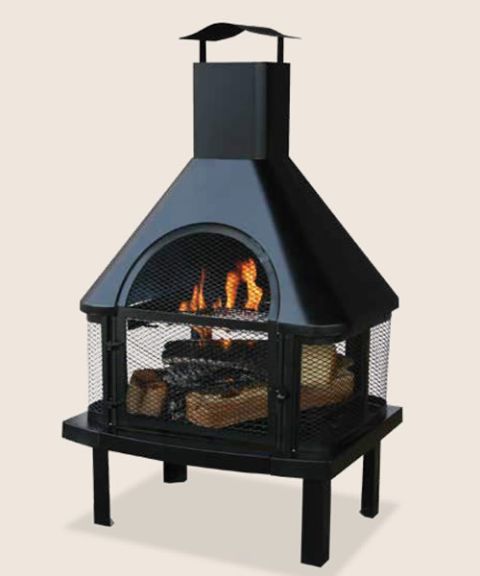 Uniflame Black Firehouse With Chimney - WAF1013C