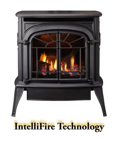 Vermont Castings Intrepid Direct Vent Gas Stove with IntelliFire Touch - Classic Black - INDVR-IFT-CB