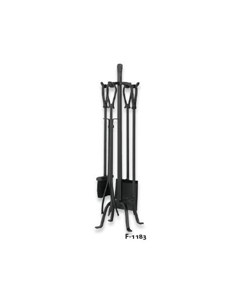 Uniflame 5 Piece Olde World Iron Fireset with Loop Handles - F-1183
