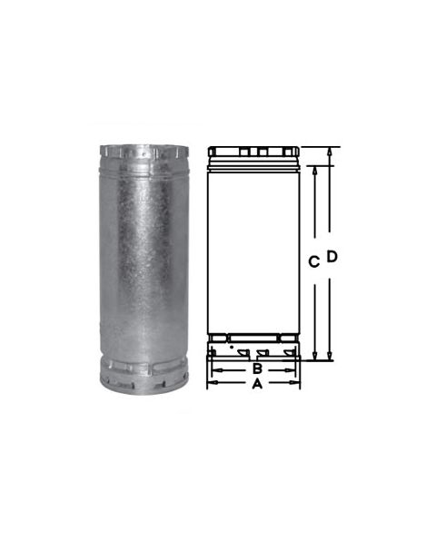 DuraVent 28 Round B-Vent 24 Length Pipe - 28BV24