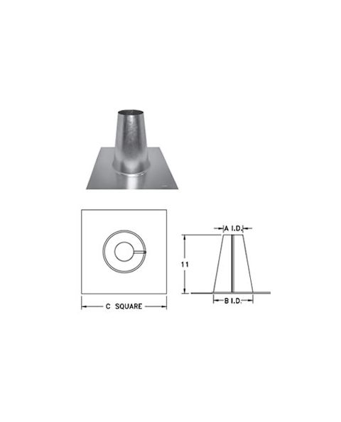 DuraVent 18 Round B-Vent Tall Cone Flat Flashing - 18BVFF