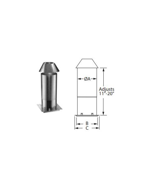 DuraVent 7 or 8 Round B-Vent Adjustable Attic Insulation Shield - 7BVIS