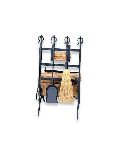 Uniflame Black Log and Kindling Rack with Firetools - W-1246