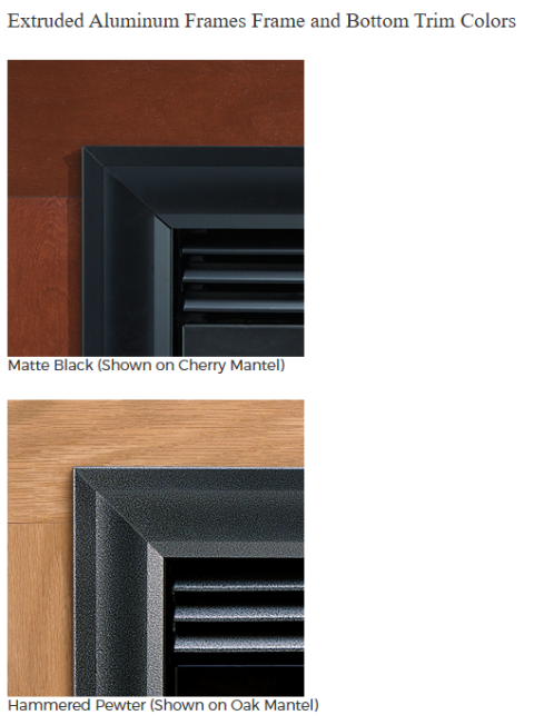 White Mountain Hearth Tahoe Luxury 42 Direct-Vent Fireplace - Extruded Aluminum Frames Frame and Bottom Trim Colors