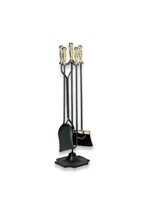 Uniflame 5 Piece Polished Brass and Black Fireset (F-3189) - T51030PK