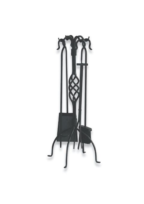 Uniflame 5 Piece Black Wrought Iron Fireset - F-1053
