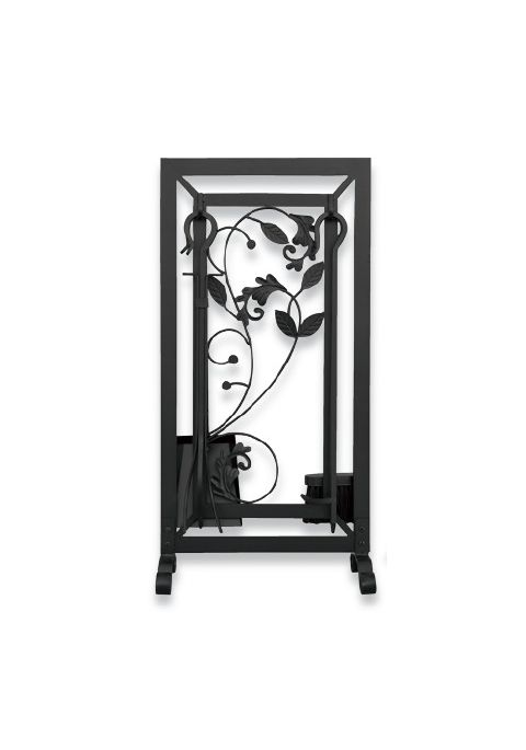 Uniflame 5 Piece Black Fireset With Flowing Leaf Design - F-1041