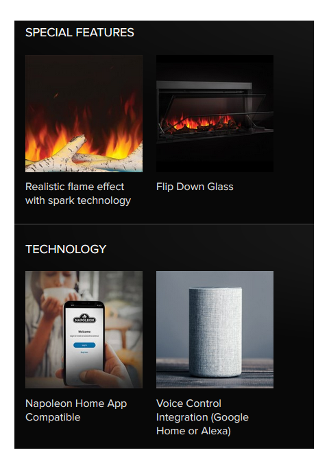 Napoleon Astound Built-in Electric Fireplace  NEFB96AB special features
