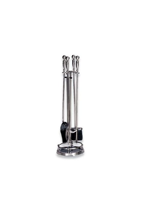Uniflame 5 Piece Solid Satin Antique Brass Fireset with Ball Handles