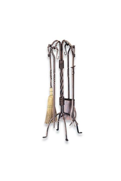 Uniflame 5 Piece Vintage Copper Triple Twist Rod Fireset - F-1440