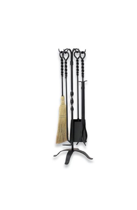 Uniflame 5 Piece Twist Black Wrought Iron Fireset - T58650BK