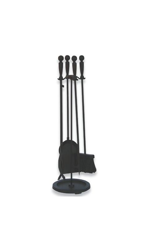 Uniflame 5 Piece Black Wrought Iron Fireset with Ball Handles - F-1583
