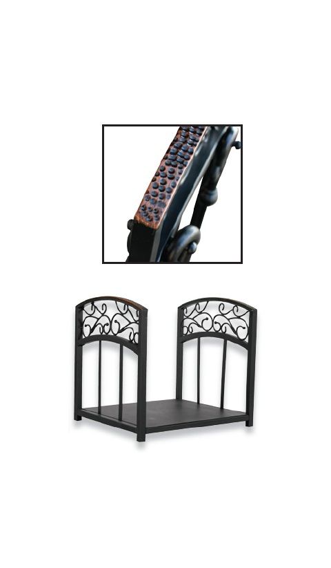 Uniflame Black Log Rack with Hammered Copper Top Trim - W-1326