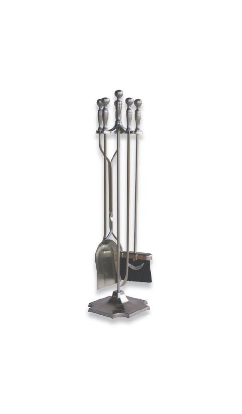 Uniflame 5 Piece Satin Pewter Fireset - F-7547