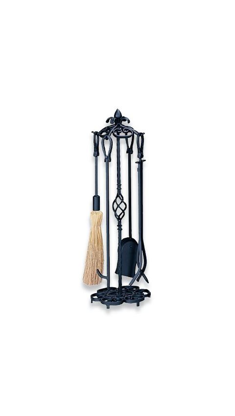 Uniflame 5 Piece Heavy Weight Black Wrought Iron Fireset - F-1197