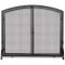 Uniflame Single Panel Black Wrought Iron Screen with Doors- Large
